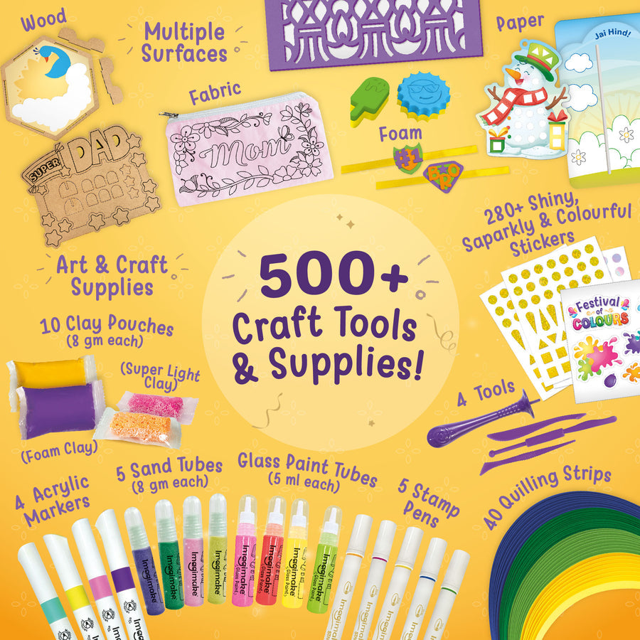 Imagimake Celebration Kit 25+ Exciting Craft Projects for Kids 500+ Craft Supplies Art & Craft DIY Kit