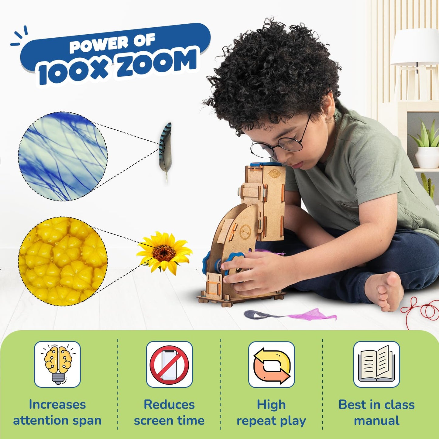 Smartivity Microscope 100x Zoom 8-14 years DIY STEM Construction Toy