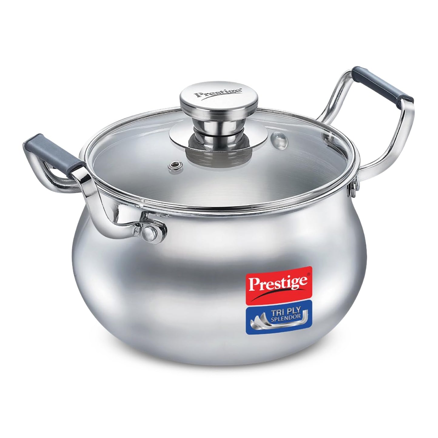 Prestige Tri Ply Splendor Handi 16Cm/2.7L with Glass Lid