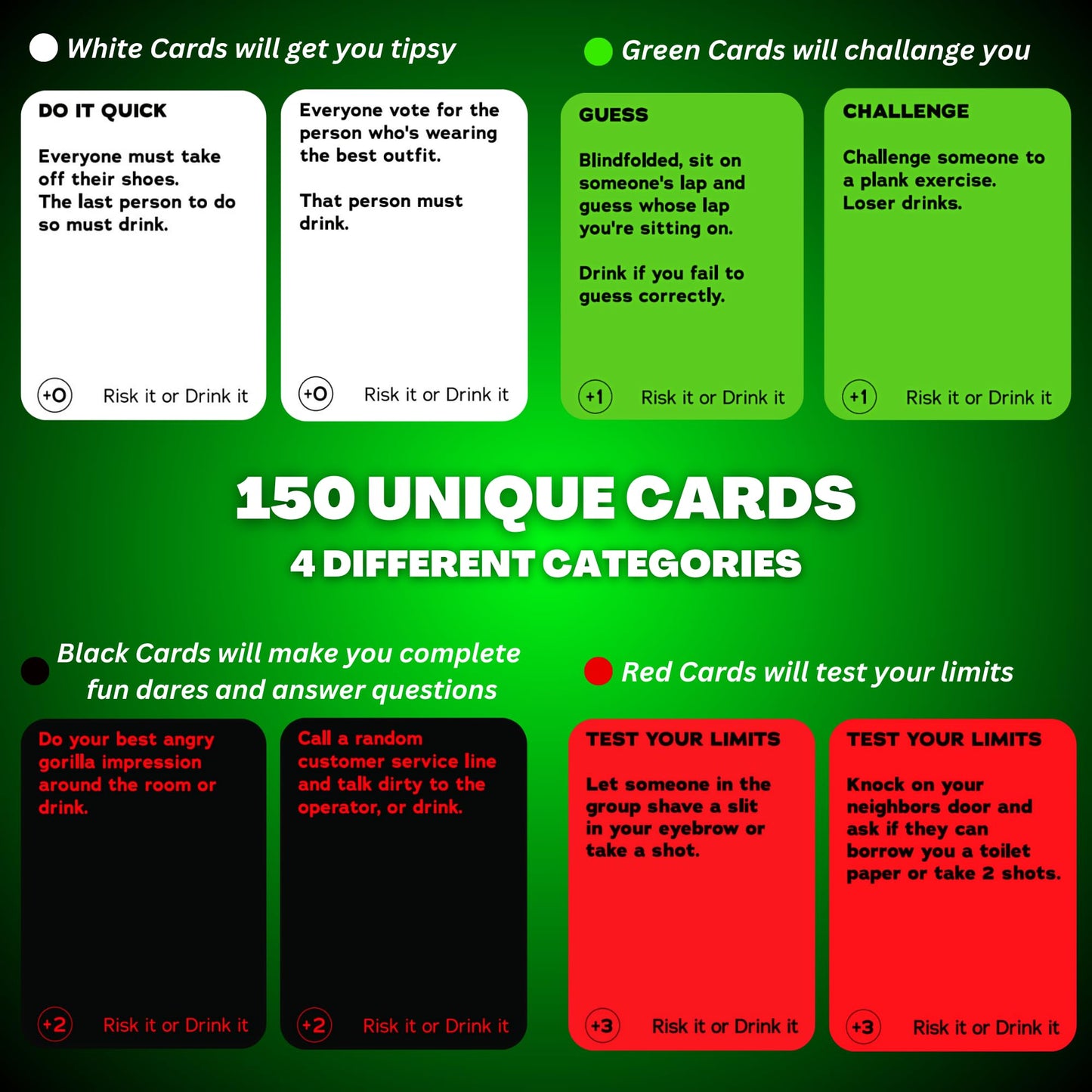 RISK IT OR DRINK IT Wild & Fun Drinking Game for Parties: 150 Hilarious Dares & Risky Questions for Adults Games Nights