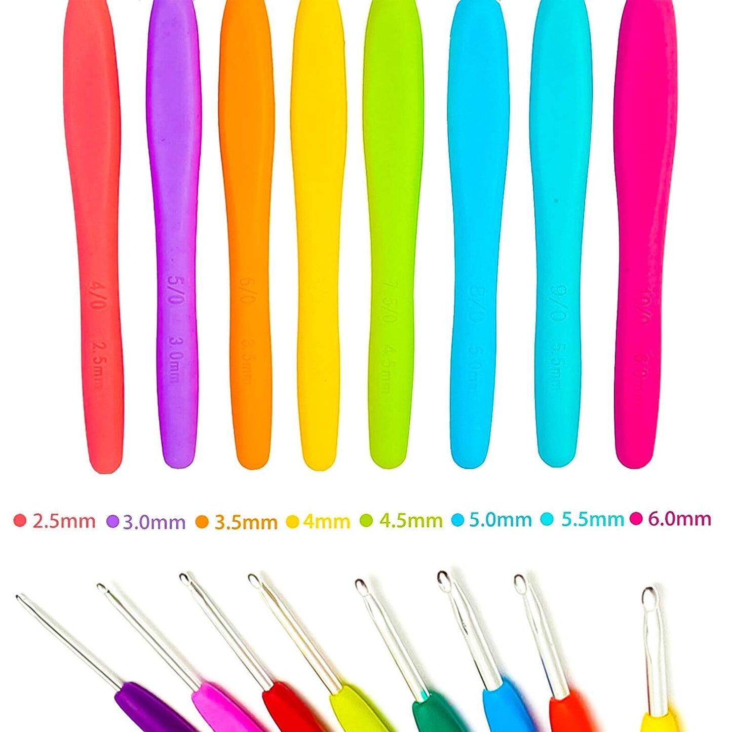 52 Pc's Knitting & Crochet Hook Set with Ergonomic Soft Grip Handles Complete Kit with Yarn Scissors, Stitch Markers, Needle Caps & Organizer Case for Beginners & Experts