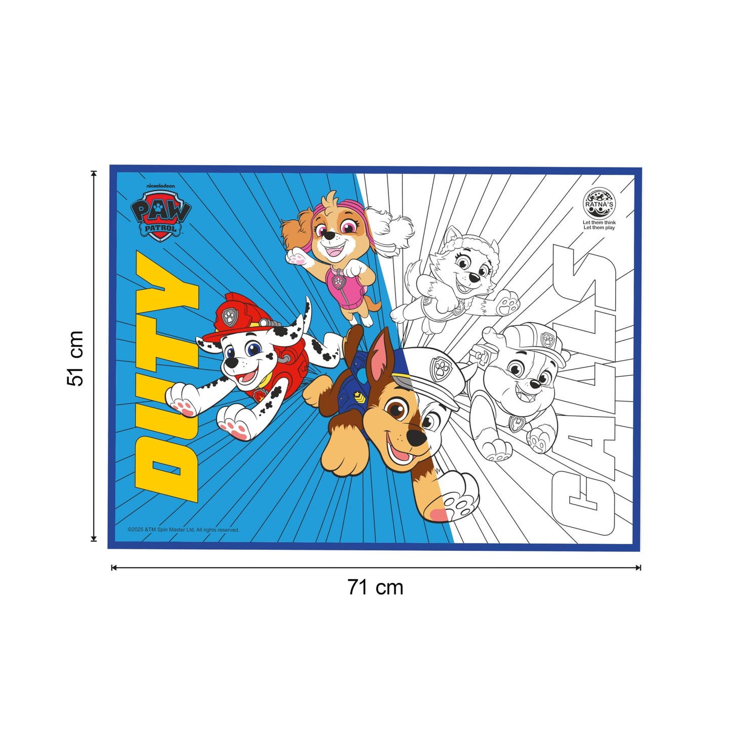 Ratna's My Colouring Mat Paw Patrol Washable & Reusable Mat Size 71cm x 51cm Colouring Kit for Kids