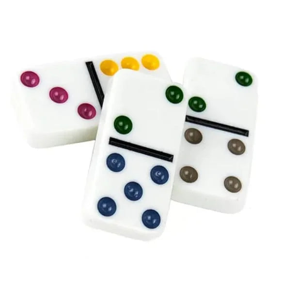 Double Six Color Dot Dominoes 28 Piece Set in Tin Case