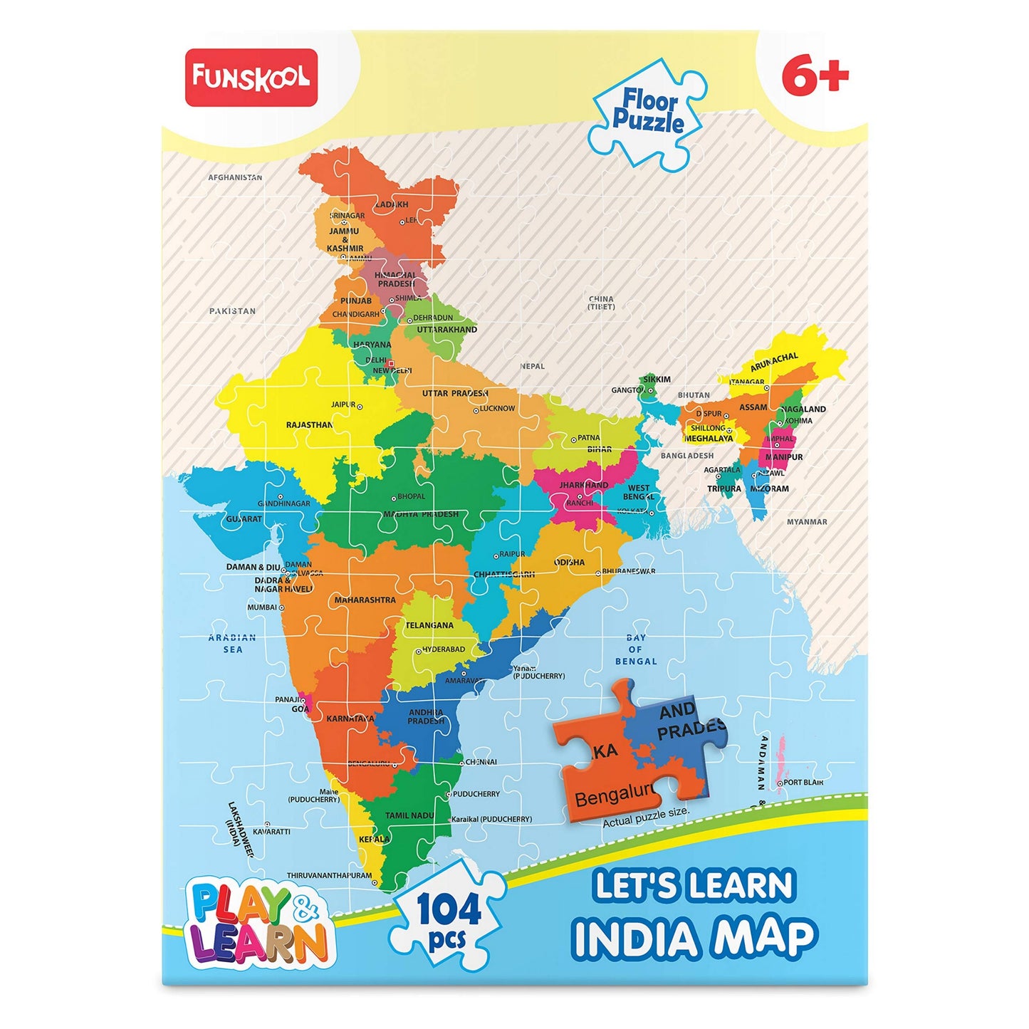 Play & Learn Funskool India Map Jigsaw Puzzle Game for Kids 104 Pieces
