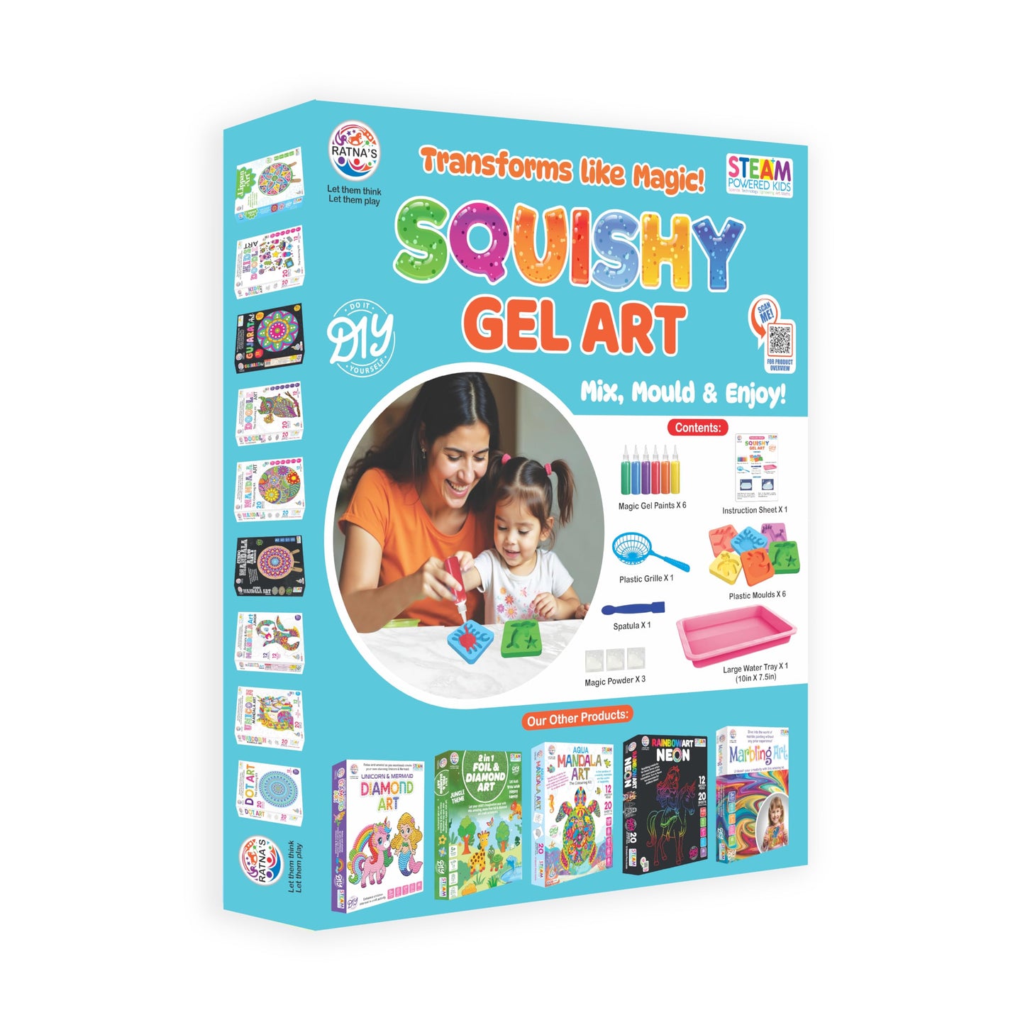 Ratna's Squishy Gel Art DIY Kit 3D Colorful Soft and Squishy Sea Creatures STEAM Learning Activity Set