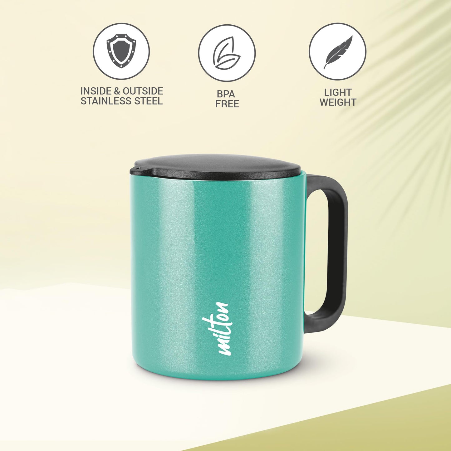 Milton Auriga Double Walled Stainless Steel Mug with Lid 210 ml Aqua Green