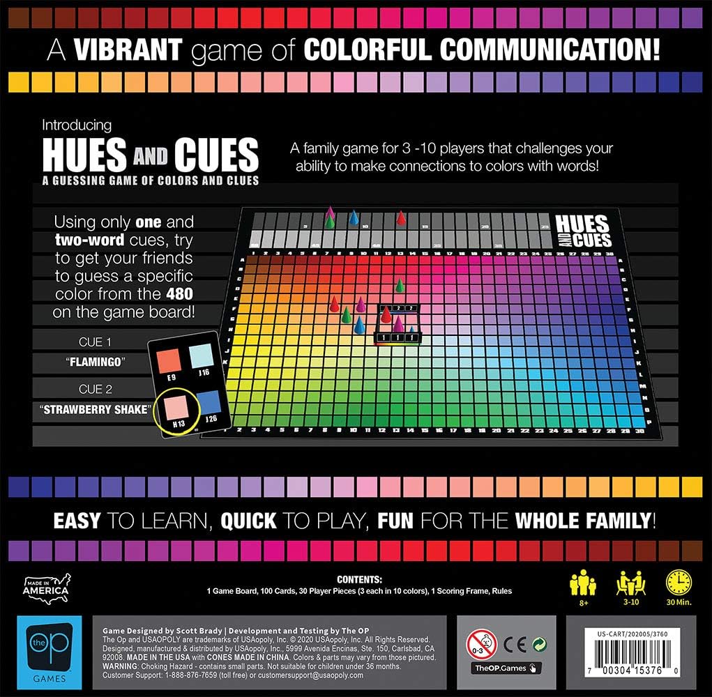 Hues and Cues - Vibrant Color Guessing Board Game for 3-10 Players Ages 8+ Connect Clues and Guess from 480 Color Squares