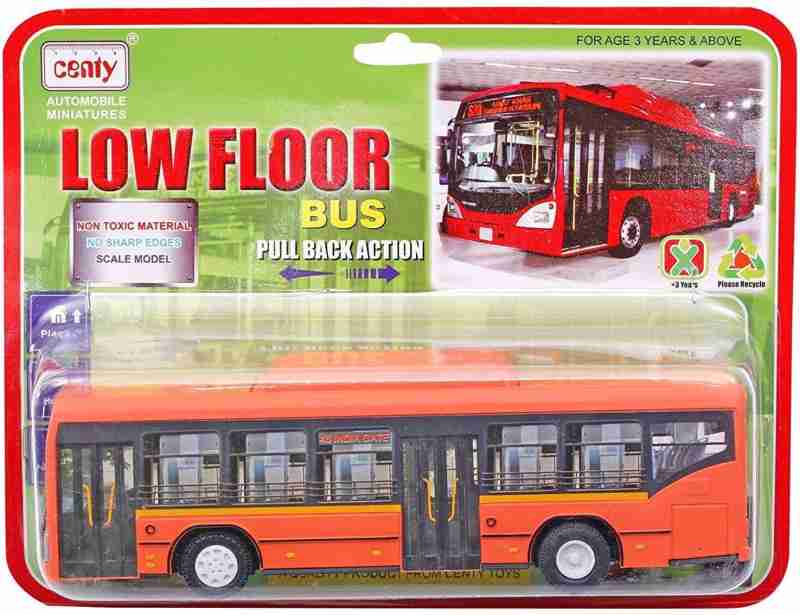 Centy Low Floor Bus Toy Pull Back Action & Realistic Design Miniature Plastic Vehicle Toys Multicolor