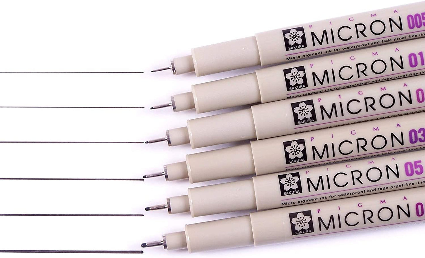 Sakura Pigma Micron Pens - Ultra Fine Nib Set Of 6