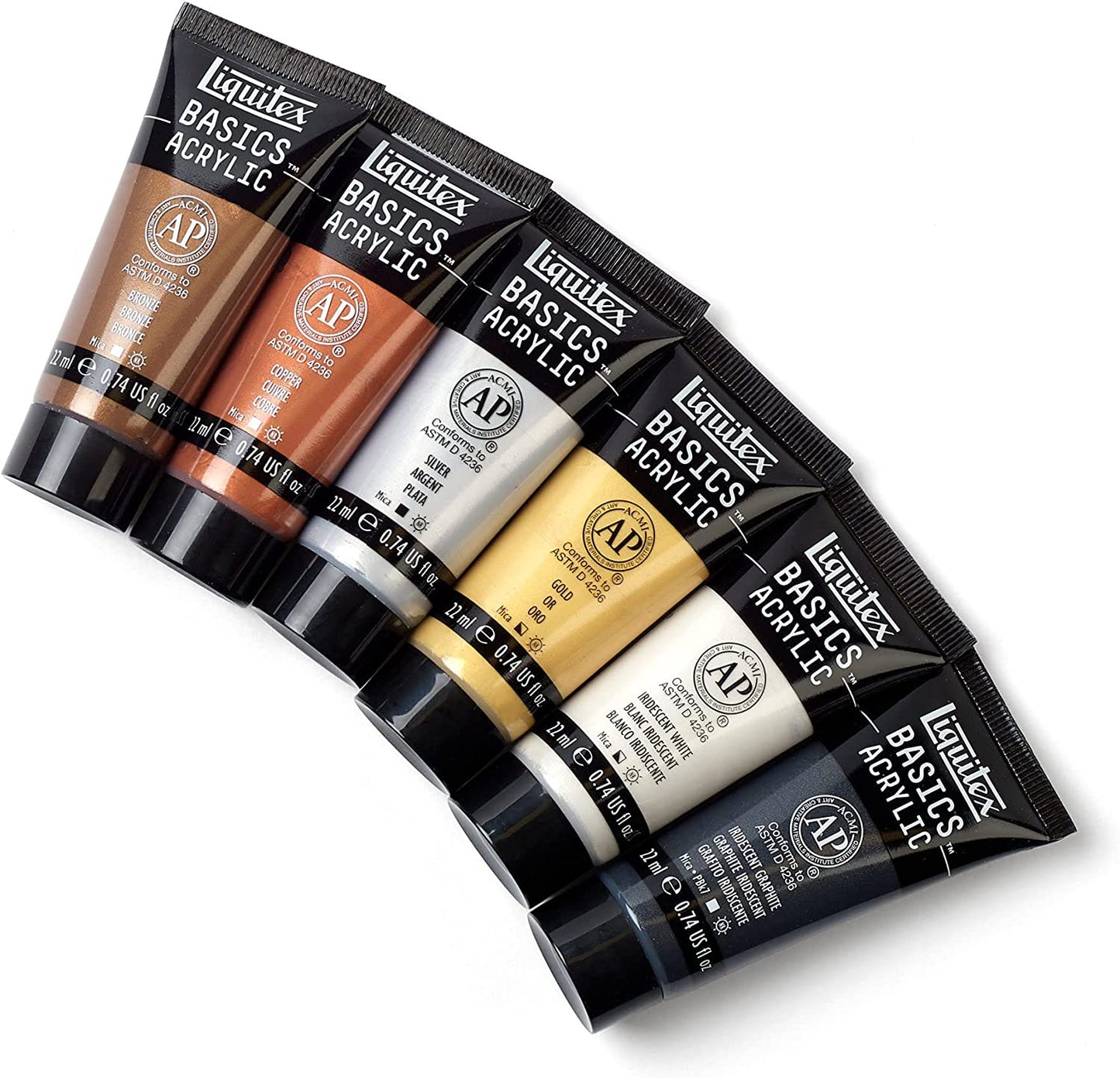 Liquitex BASICS 6 Tube Acrylic Paint Set 22ml - Metallics & Iridescent