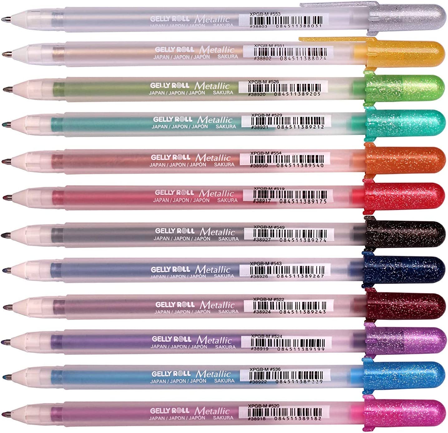 Sakura Gelly Roll Metallic Gel pens - set of 12 assorted colors - Metallic shades