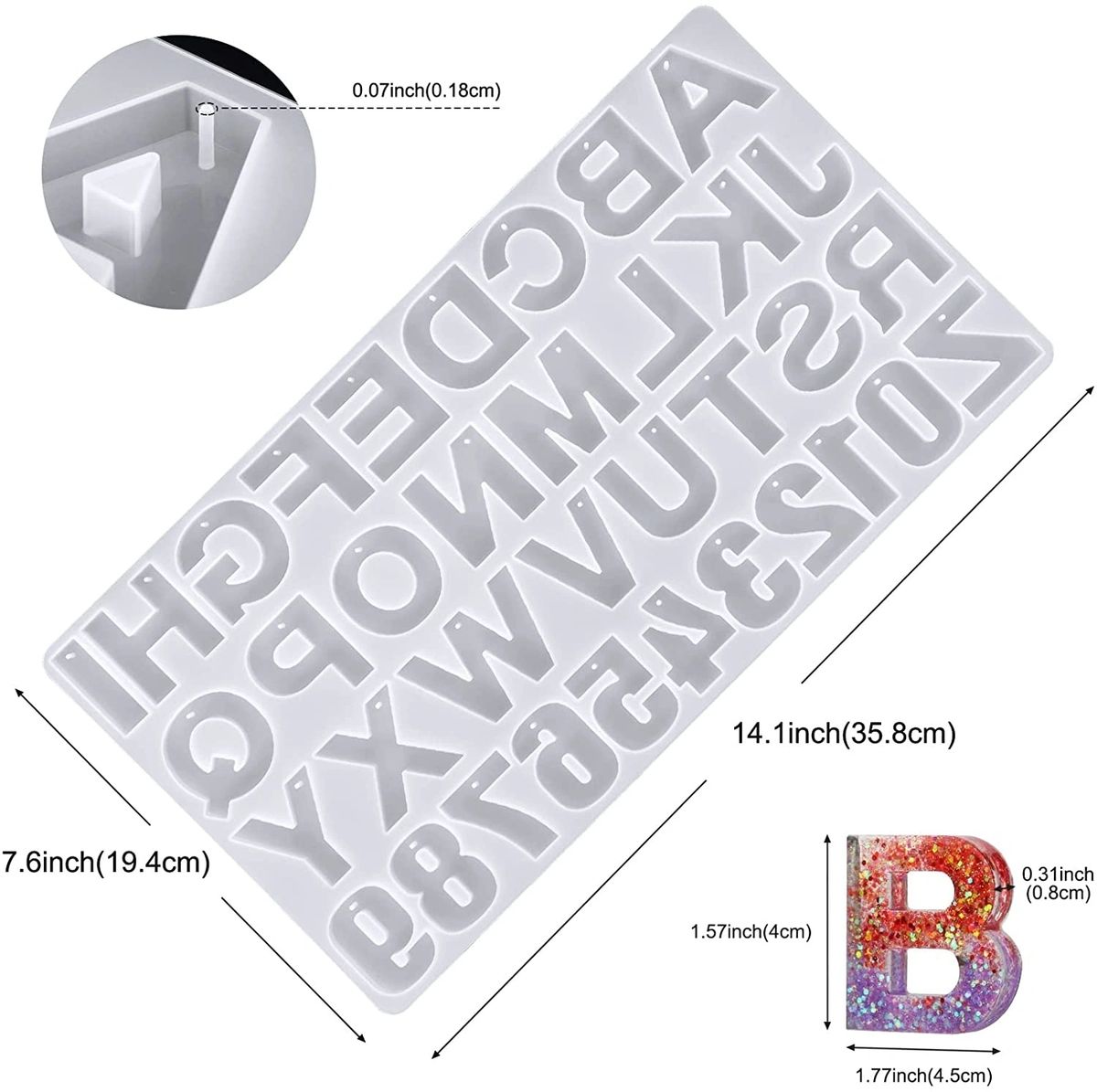 Silicone Mould Alphabet & Number With Hole / Without Hole