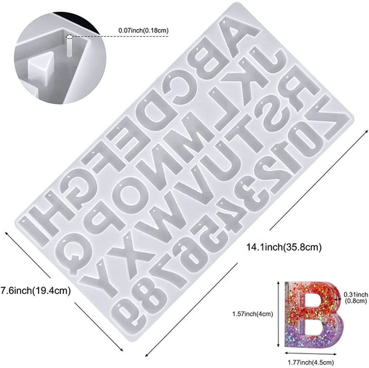 Silicone Mould Alphabet & Number With Hole / Without Hole