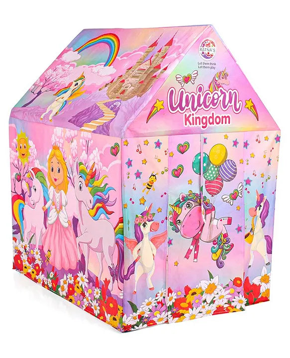 Ratna's Play Tent House Jumbo Size, Light Weight for Kids 3-10 Years Girls and Boys (Unicorn Kingdom)