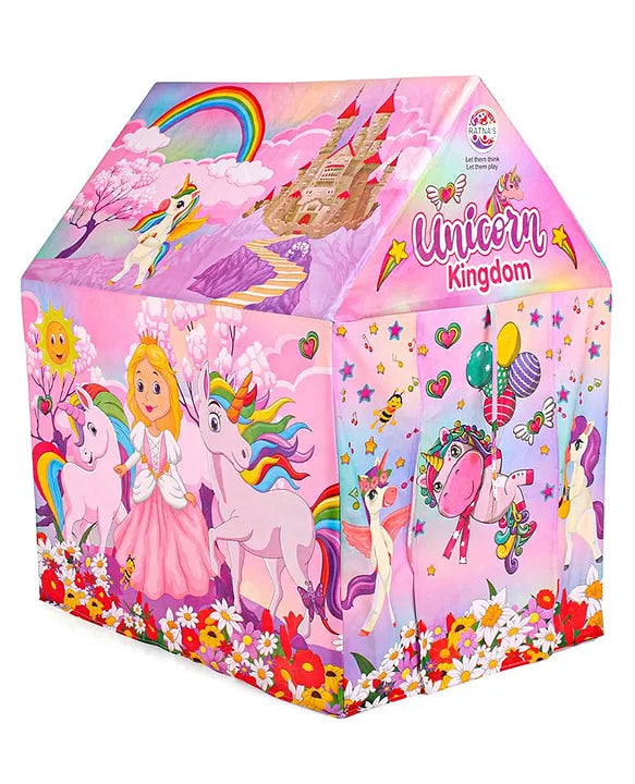 Ratna's Play Tent House Jumbo Size, Light Weight for Kids 3-10 Years Girls and Boys (Unicorn Kingdom)