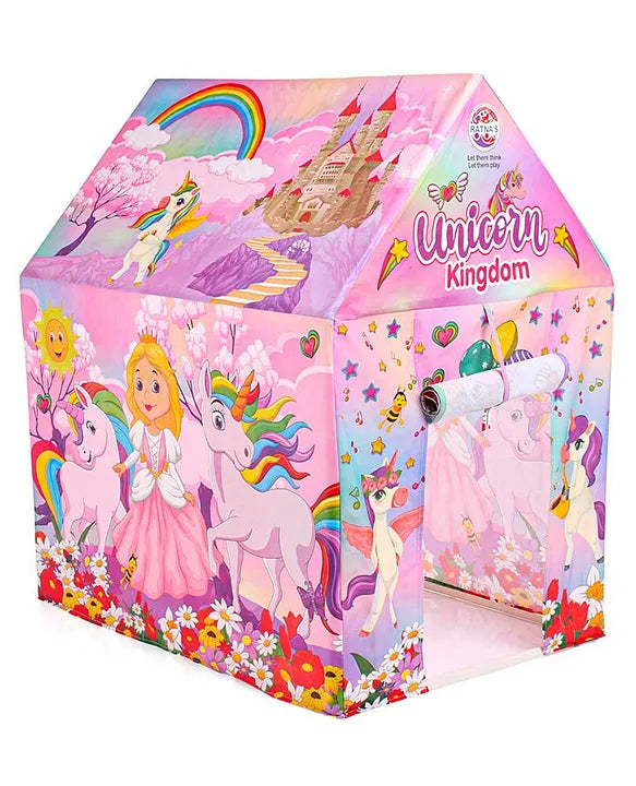 Ratna's Play Tent House Jumbo Size, Light Weight for Kids 3-10 Years Girls and Boys (Unicorn Kingdom)