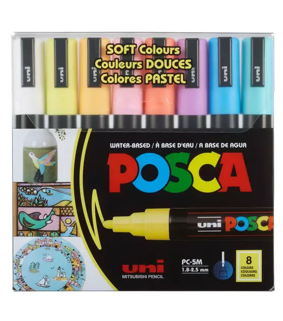 Uniball Posca Paint Marker Soft Color PC-5M Medium Set 8pc