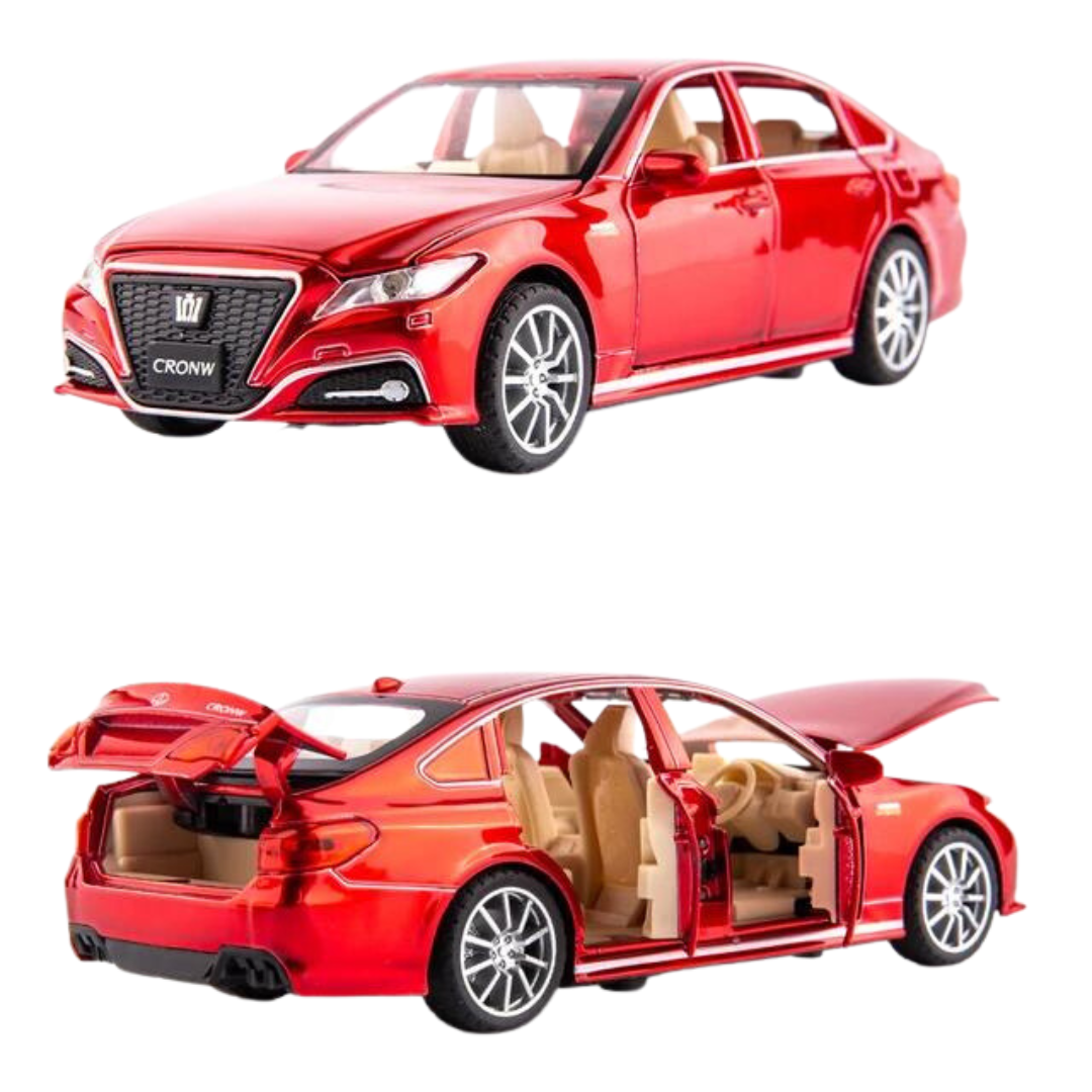 Alloy Metal Pull Back Die-cast Car 1:32 Toyota Crown Diecast Metal Pullback Toy car with Openable Doors & Light, Music