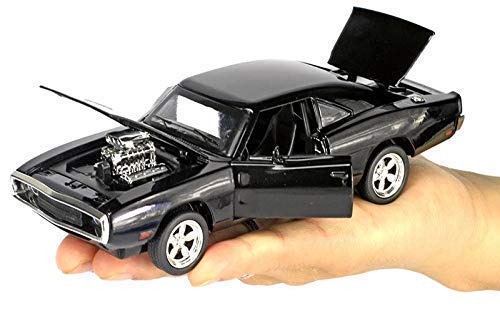 Alloy Metal Pull Back Die-cast Car 1:32 Dodge Charger Fast & Furious 7 Diecast Metal Pullback Toy car with Openable Doors & Light, Music