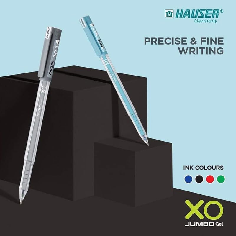 Hauser XO Jumbo mm Gel Pen Quick Dry Ink With Long Writing Jumbo Refill Transparent Body with Low-Viscosity Ink System, Smooth, Sturdy
