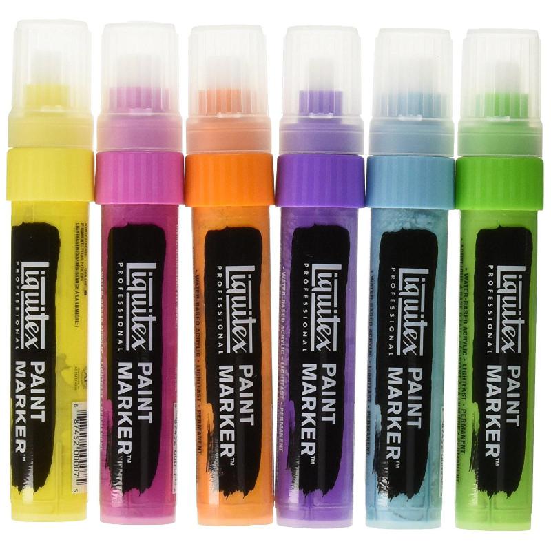 Liquitex Professional Paint Marker Set Of 6 Vibrant Colors 15mm Chisel Tip