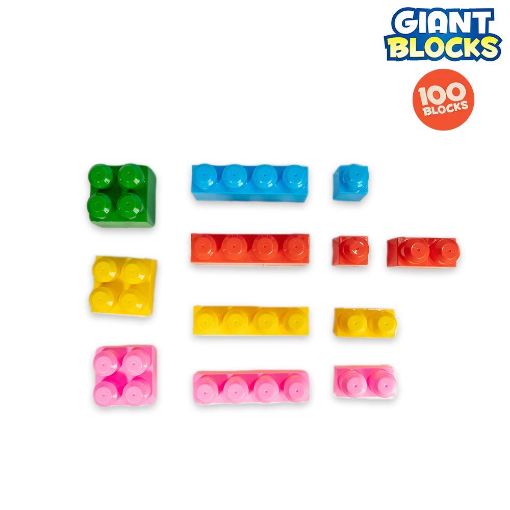 Ratna's Giant Blocks Big Building Bag with Big Building Blocks, Building Toys for Toddlers - 100 Pieces