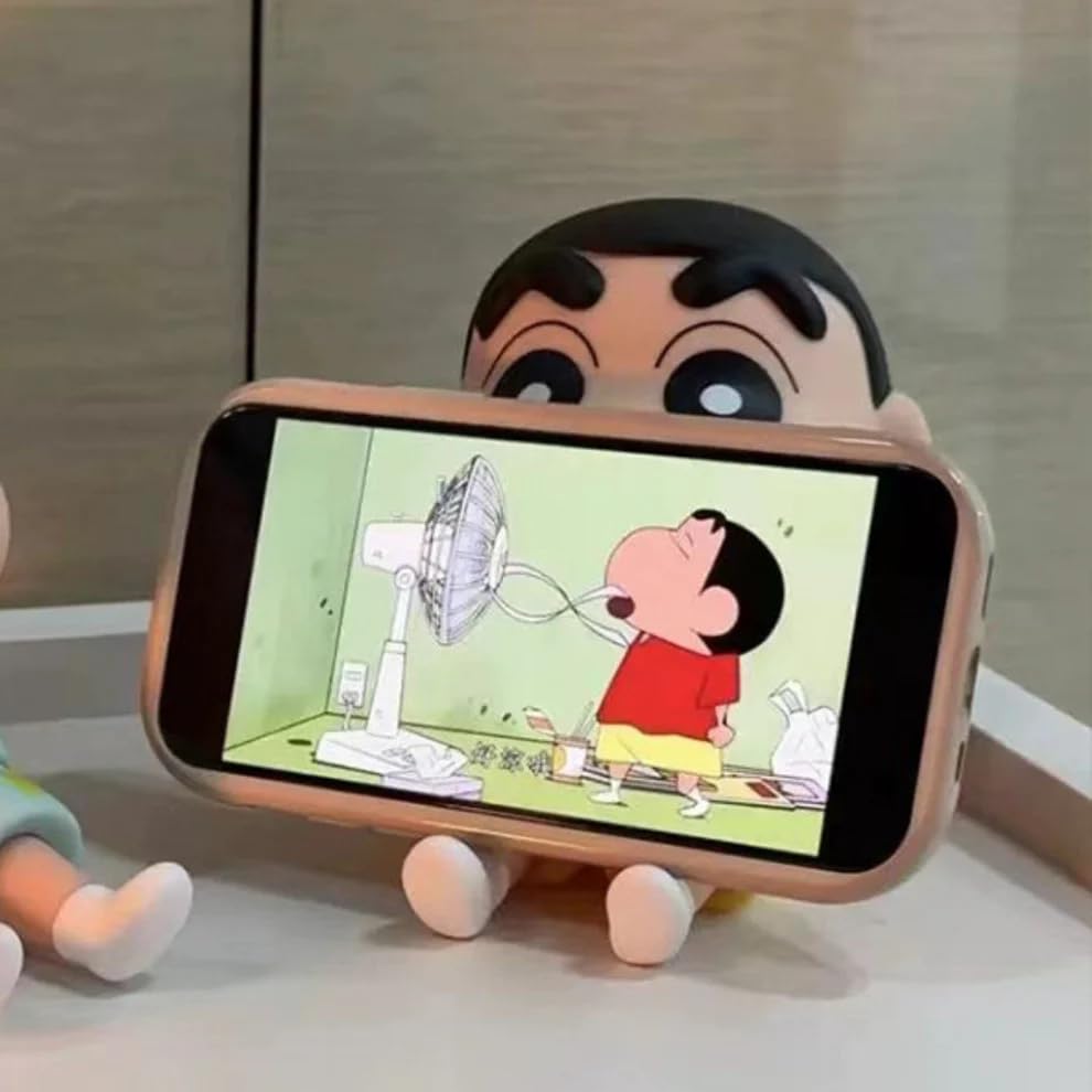 Cute Shinchan Anime Figure in Sitting Pose, Phone Holder, Cartoon Toy, PVC Action Figure, Best Gift for Shinchan Fans