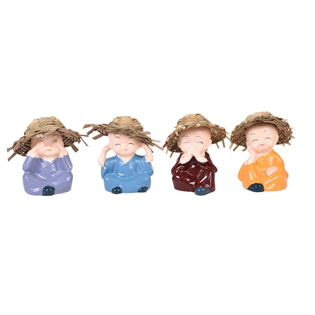 Baby Buddha Monk Set Statue Home Decor Items Figurines Showpiece - Cute Mini Buddha Statue for Car Dashboard Table Top Diwali Home Decoration Gift Items