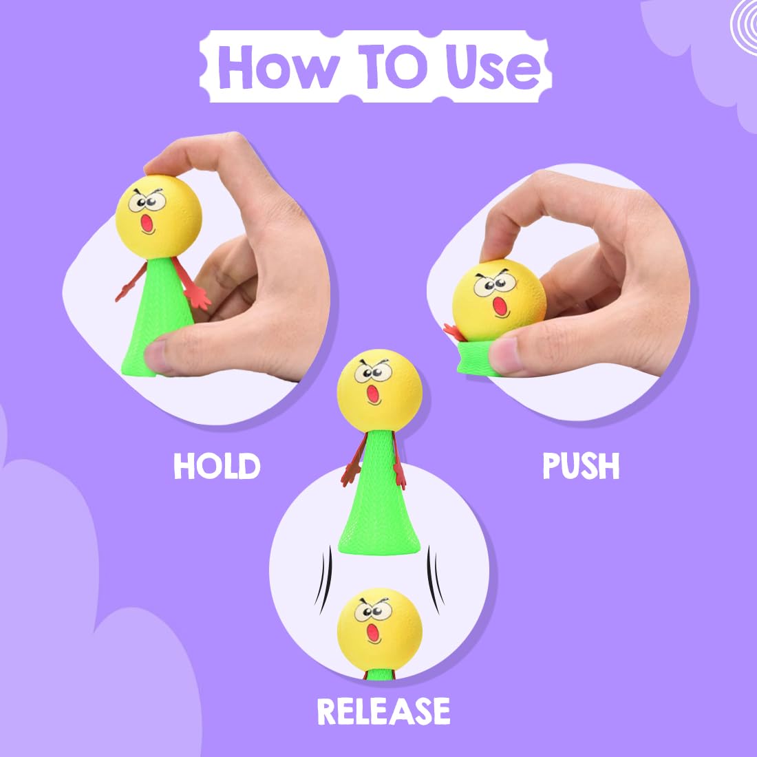 Jumping Toy for Kids Return Gift Items Emoticon Popper Spring Launchers Bouncy Party Favours and Goodie Bag Fillers for Kids Toddlers 12 Pc's