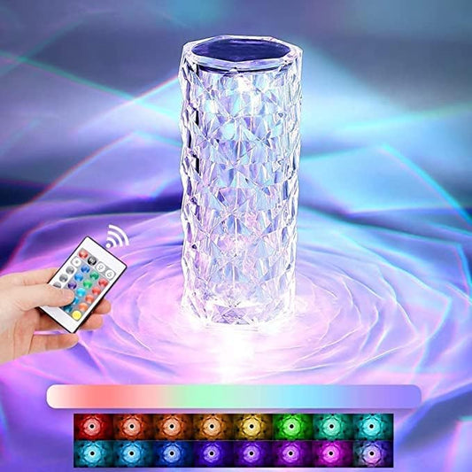 Crystal Diamond Table Lamp Color Changing, Touch Control Creative Rose LED Ambient Night Light, Candlelight Dinner Decoration (16 Colors Changing Dynamic Mode)