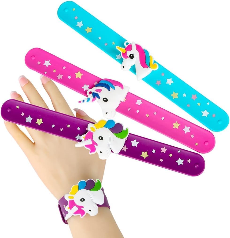 Unicorn Slap Bracelets Silicone Animal Snap Wristbands Birthday Party For Girls Gifts Favors