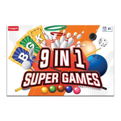Funskool Kid Games Super 9 in 1 Compact Game,Strategy Game Ages 8 and Above