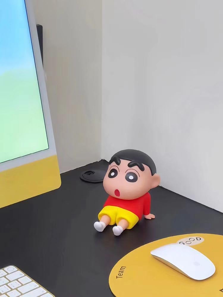 Cute Shinchan Anime Figure in Sitting Pose, Phone Holder, Cartoon Toy, PVC Action Figure, Best Gift for Shinchan Fans