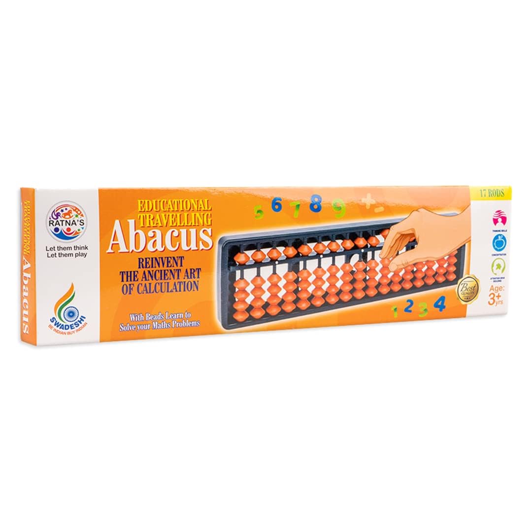 Ratna's Educational Abacus 17 Rod Brown Color Abacus Tool for Kids to Enhance Their Counting Skills and Mathematics Multicolor