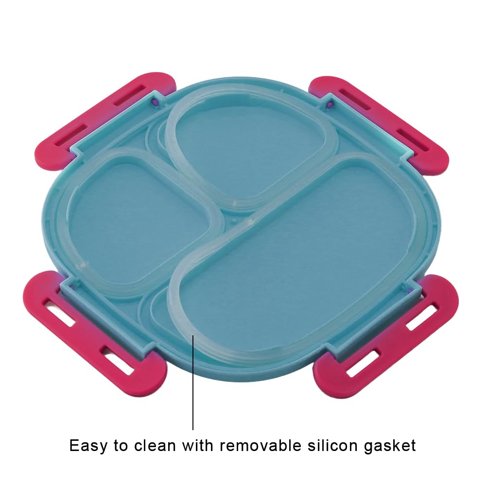 SKI Baker Insulated 3 Grid bento Lunch Box with Stainless Steel Inner and a Steel Spoon- Avg