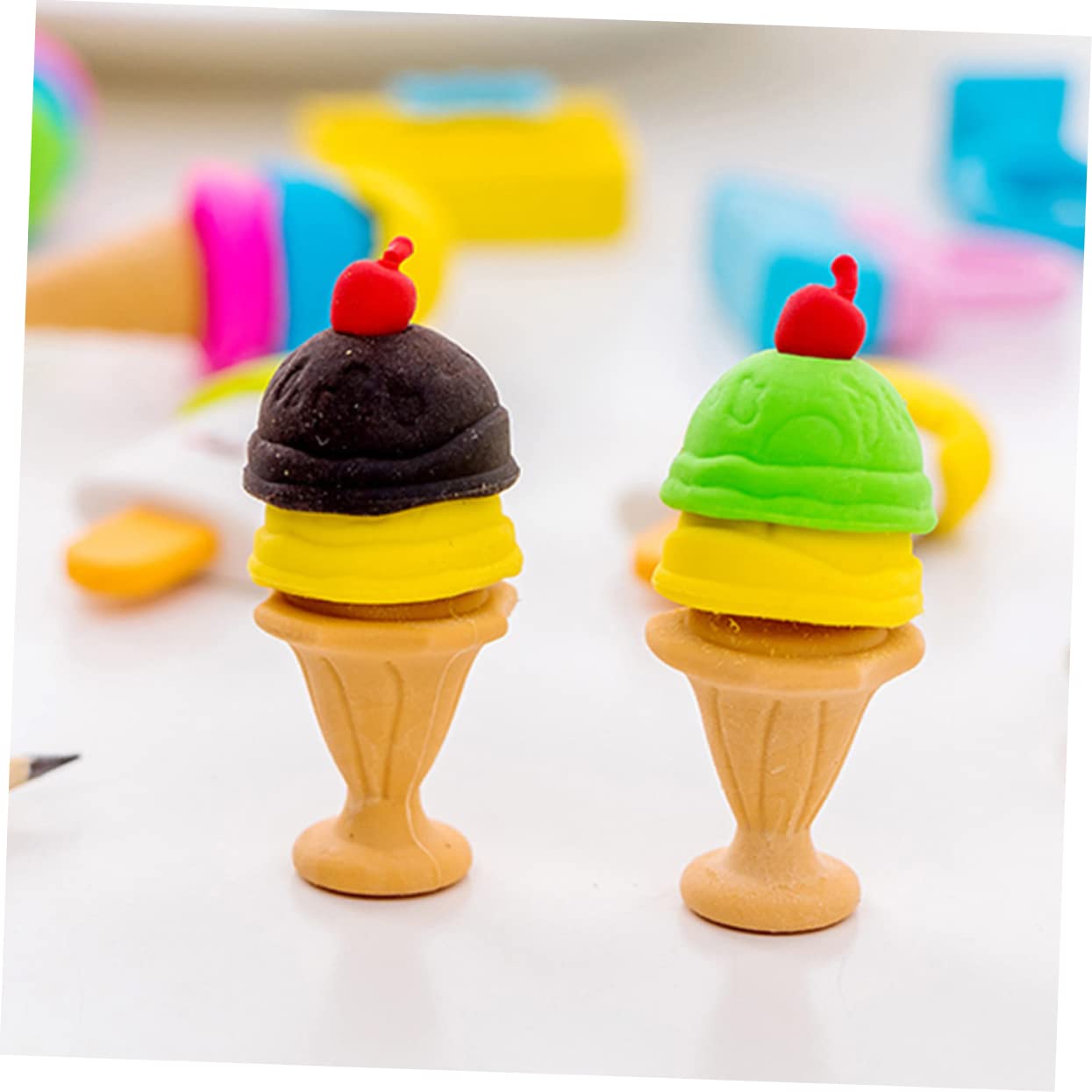 Cone Mini 3D Food Erasers Small Eraser Eggs Pencils for Kids Food TPR Accessories Pencil Portable Pencil Erasers ice Cream Student Dessert Puzzle Kids Toys