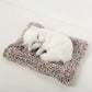 Cute Sleeping Cat Plush Toy with Meow Sound, Gift for Kids Car Dashboard Accessories White