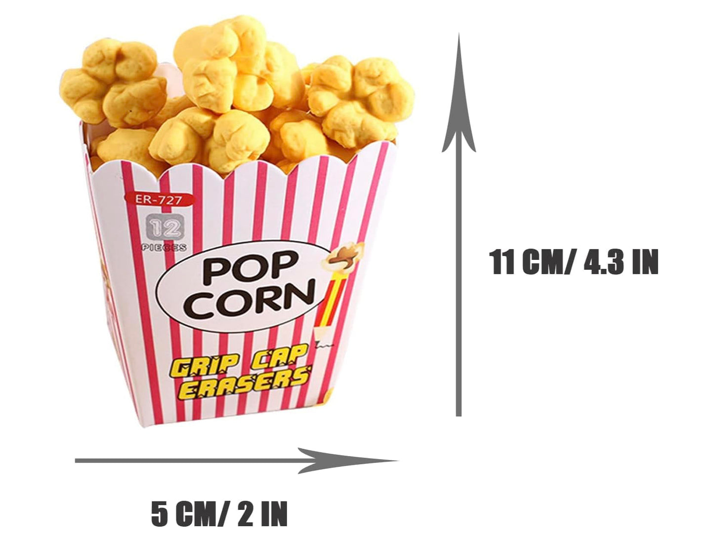 Popcorn Pencil Erasers Toppers Cap Erasers for Kids Cute Fun Novelty Food Erasers for Student School Supplies Prize Gifts Party Favors
