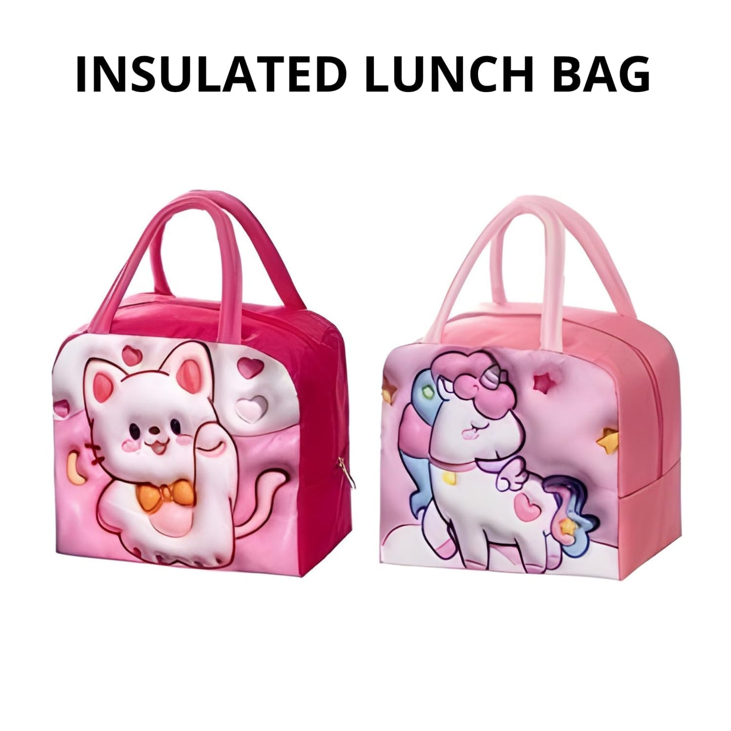 3D Cartoon Printed Lunch Box Bag Aluminum Foil Thermal Lunch Bags Insulation Waterproof Lunch Box Assorted desing (1 Pcs)