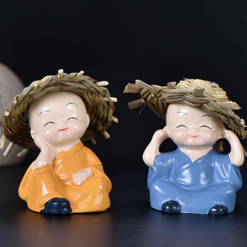 Baby Buddha Monk Set Statue Home Decor Items Figurines Showpiece - Cute Mini Buddha Statue for Car Dashboard Table Top Diwali Home Decoration Gift Items