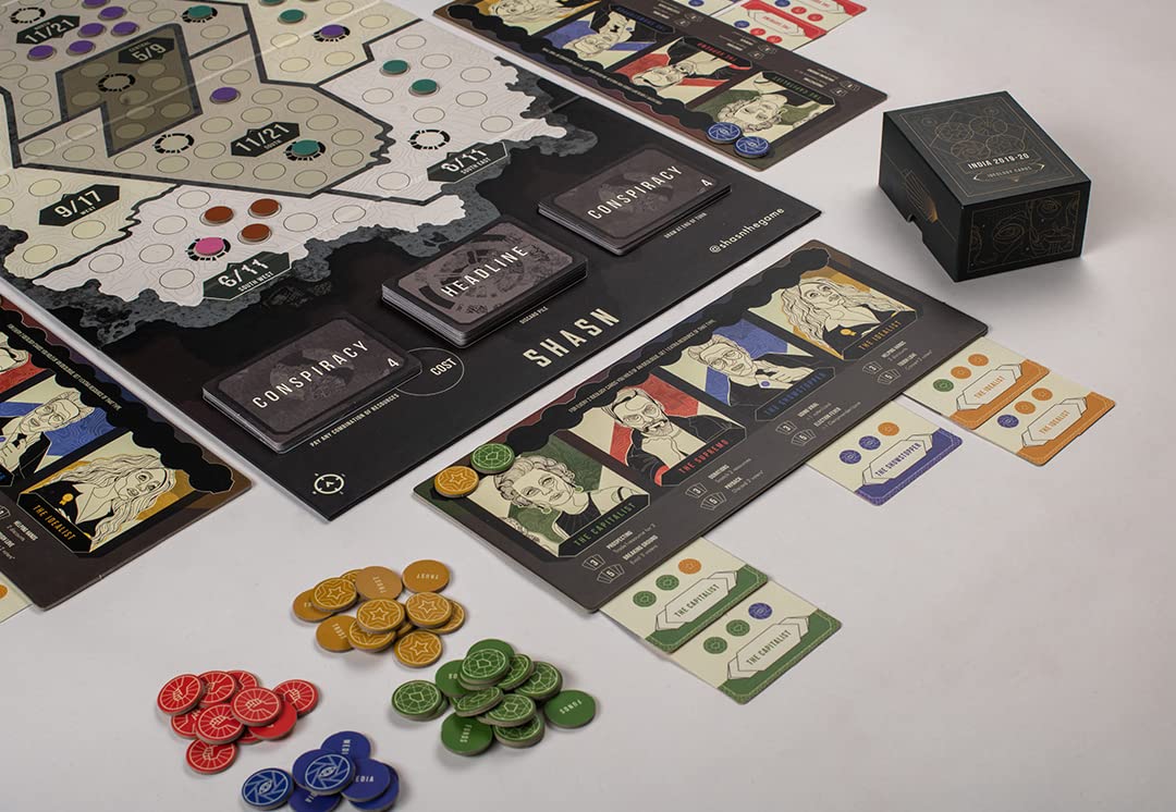 Shasn The Political Strategy Board Game for Adults and Children 14+ Years Epic Game of Politics Ethics and Strategy 2-5 Players Multicolor