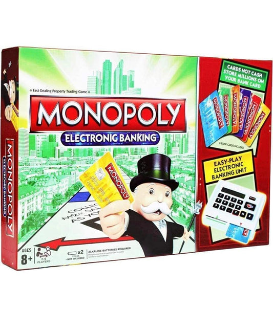 Monopoly Electronic Banking Board Game, Business Dealing Game, Electronic Banking Deal Cards, 8+ Age Kids 2-6 Players