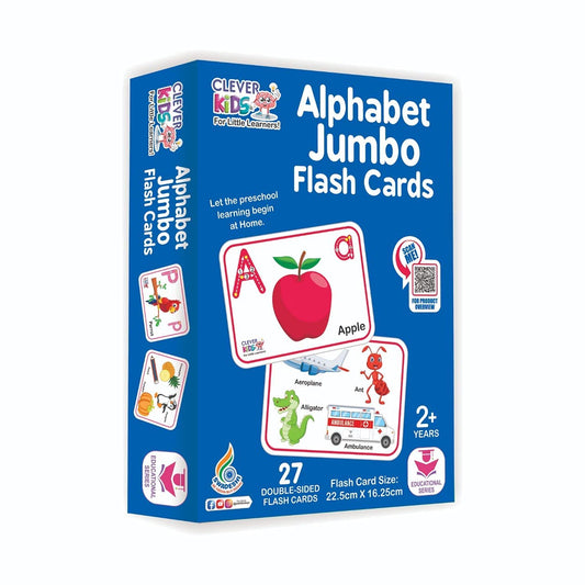 Clever Kids Alphabet Flash Card Double Sided, Preschool to Kindergarten, ABCs, Uppercase and Lowercase Letters, Spelling, Educational Learning for Kids 2 +