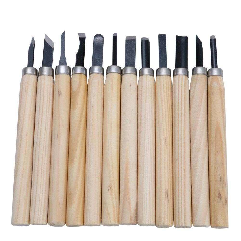 Wood Carving Tool Set of 12 Pc's For Professionals, Carpenters and Hobbyists