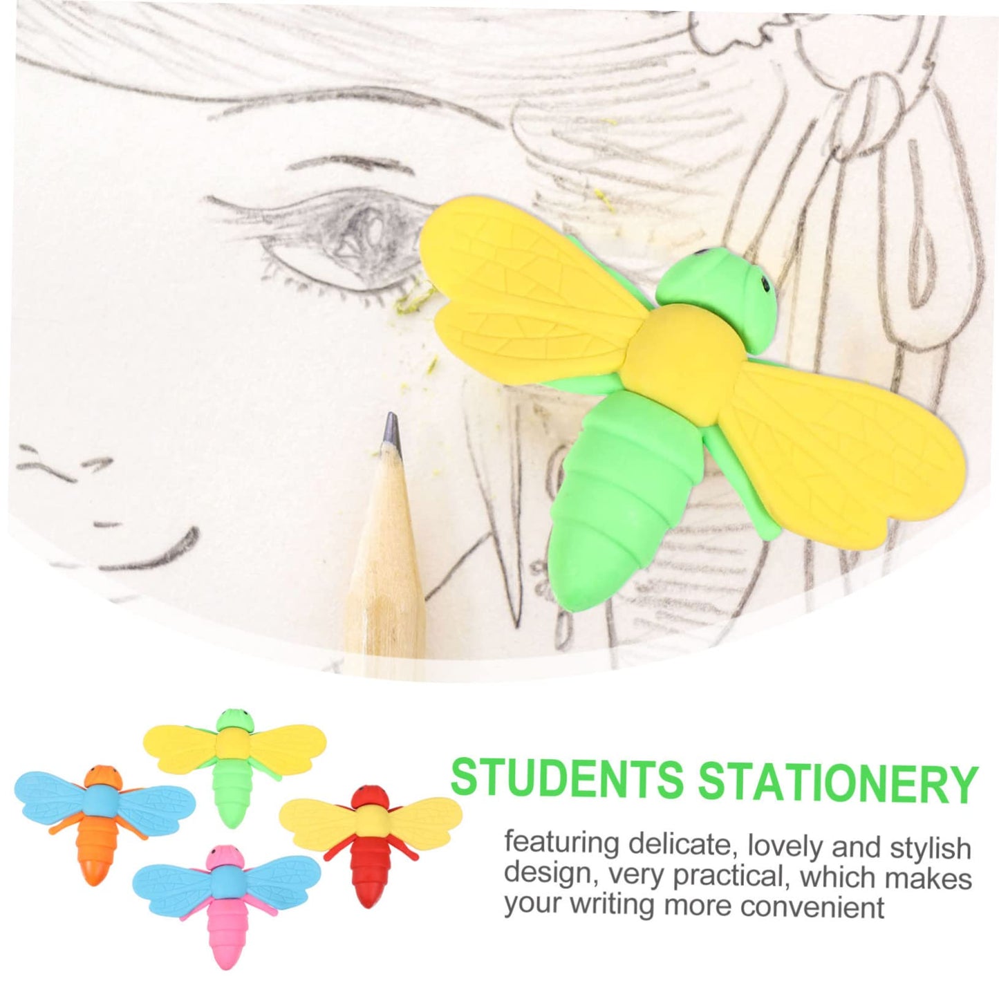 Dragonfly Eraser Kids Playset Kids Mini Toys Butterfly Eraser Standard Pencil Erasers Kids Pencils Erasers Kids Students Eraser Kids Prizes Mini Eraser TPR Tool Child Animal