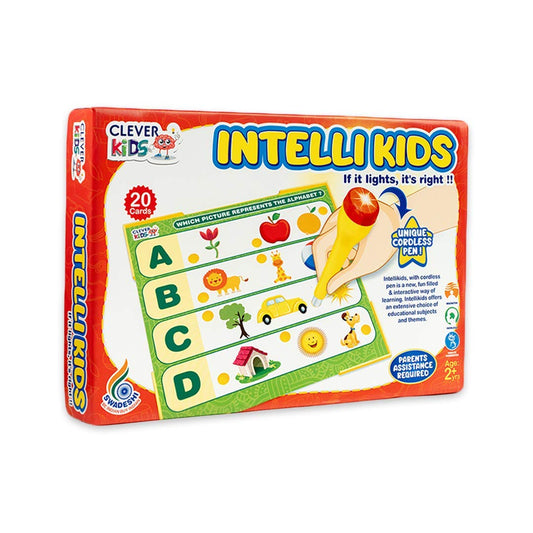 Ratna's Intellikids Electro Game, 10 Double Sided Printed Cards, If it Lights its Right!! Learn About Alphabet,Numbers,Colors,Shapes,etc