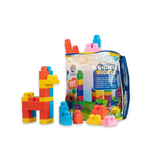 Ratna's Giant Blocks Big Building Bag with Big Building Blocks, Building Toys for Toddlers - 100 Pieces