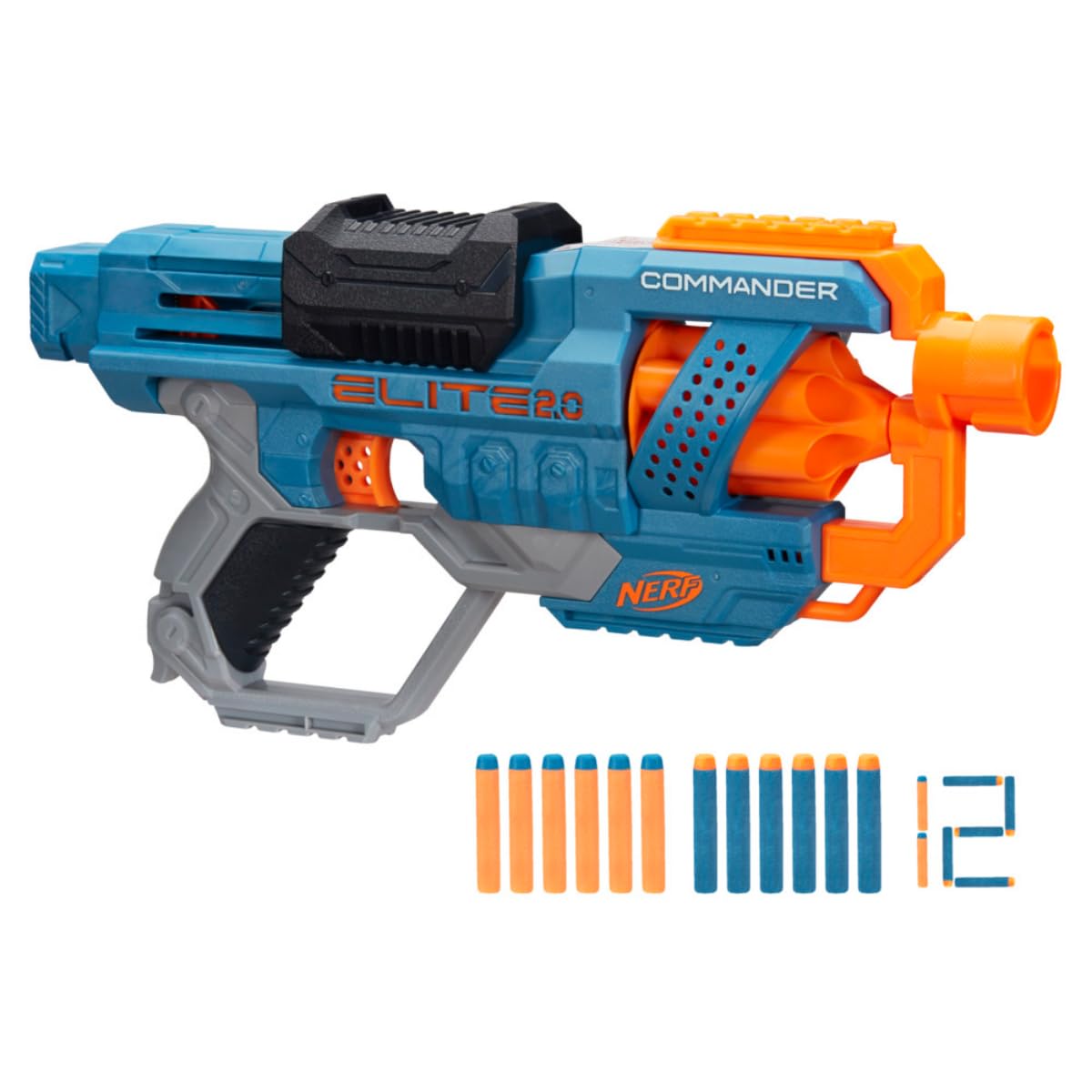 Hasbro Nerf Elite 2.0 Commander Rd-6 Blaster 12 Darts 6-Dart Rotating Drum Gift Toys for Kids Teens and Adults