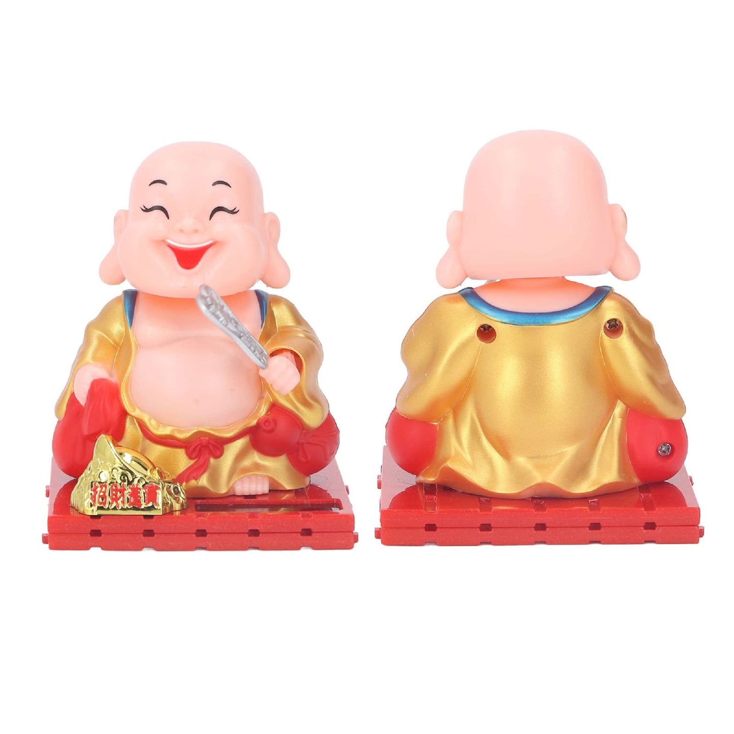 Little Monk Figurine, Solar Chinese Little Buddha Monk Statue, Bring Good Fortune Decoration Ornament, Funny Car Shaking Head Toy, Solar Power Nodding Head Dancing Toy