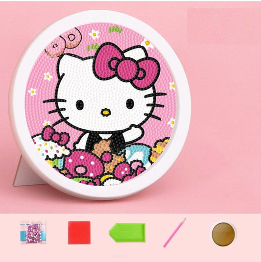DIY 5D Diamond Painting Kit for Kids Rainbow Kitty Diamond Art Supplies Arts and Crafts Painting with Frame & Tool Kitty Diamond Painting Art Kits for Children DIY Desk Decor